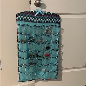 Double Sided Jewelry Organizer - Blue Purple and Black - 66 pouches total